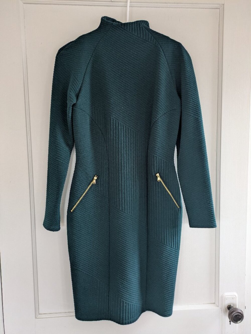Donna Karan Long Sleeve Dress with Gold Detailing